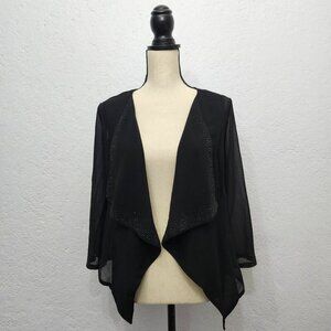 Calvin Klein Black Illusion-Sleeve Rhinestone-Accented Shrug  bolero